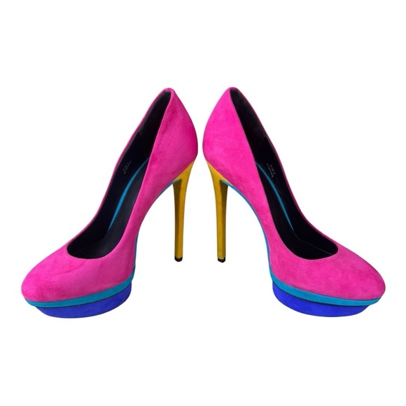 Brian Atwood Colorblock Platform Stiletto Heels Size 8 - Picture 4 of 10